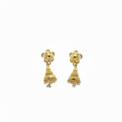 Gold Plated Umbrella Pattern Flower Jhumka
