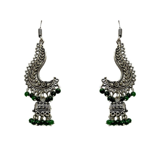 Oxidised Jhumkas with beads