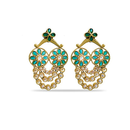 Drop with Green and Kundan Stones