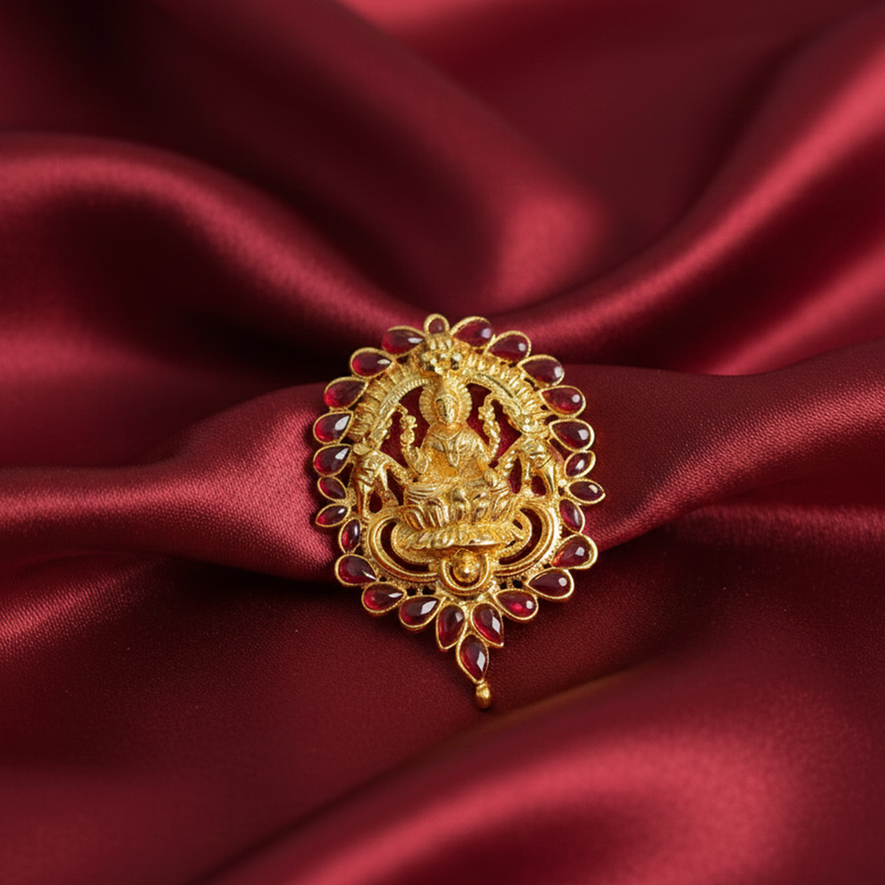 Red Stone Lakshmi Design Pendant