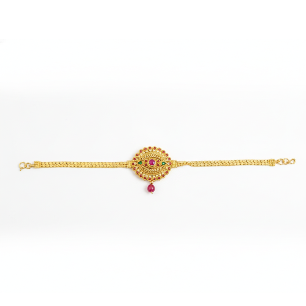 Red, Green and Pink Stones Arm Bracelet - Vanki