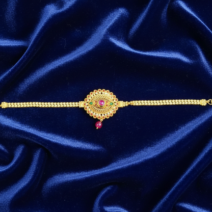 Red, Green and Pink Stones Arm Bracelet - Vanki