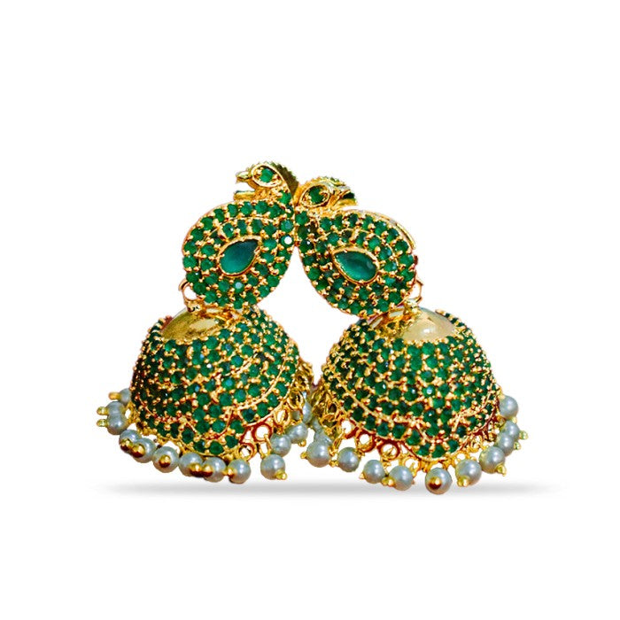 Jhumkas with white pearls