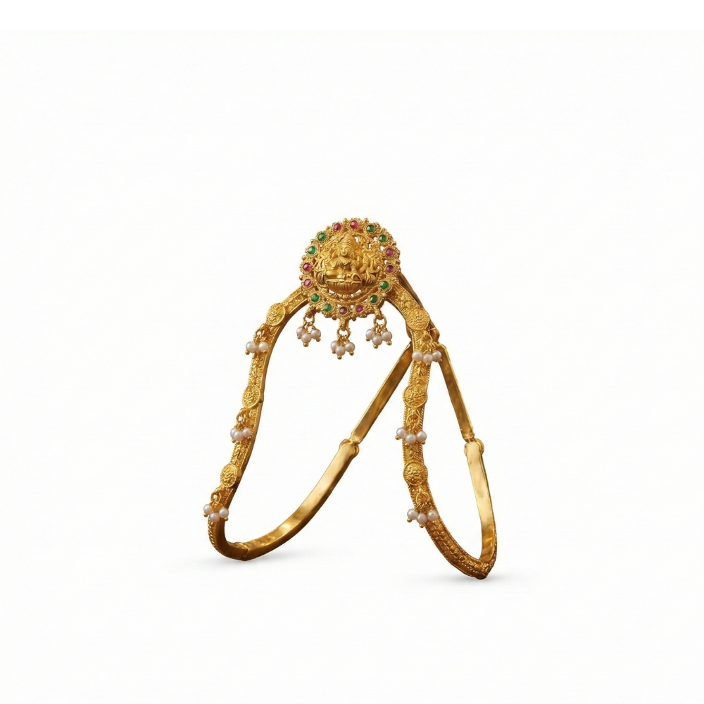 Arm Jewellery Round Lakshmi Design with White Pearls Vanki