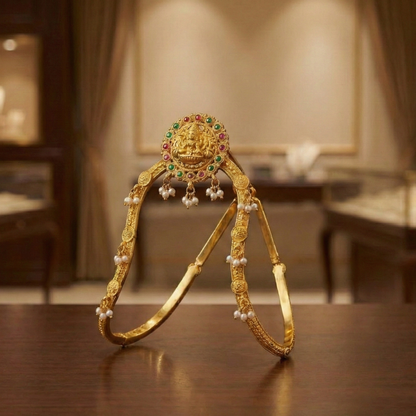 Arm Jewellery Round Lakshmi Design with White Pearls Vanki