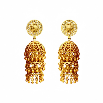 Triple Jhumka Umbrella Model with Golden Beads