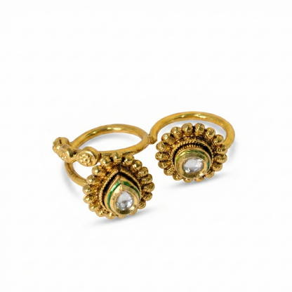 Double Rings for Two Fingers with Kundan Stone