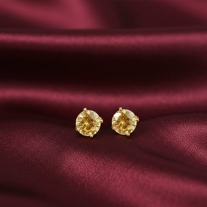 Orange Single Stone Studs