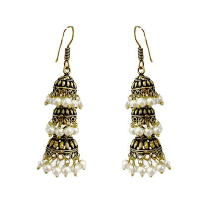 Oxidised Jhumkas with beads