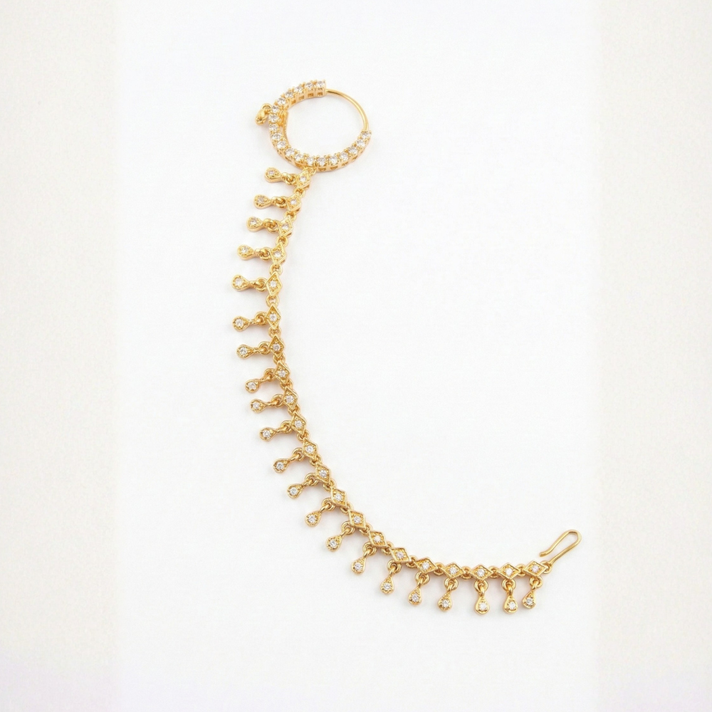 Hanging Stones to Ears with Nose Ring Nosepin