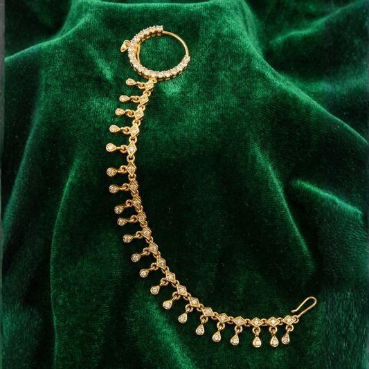 Hanging Stones to Ears with Nose Ring Nosepin