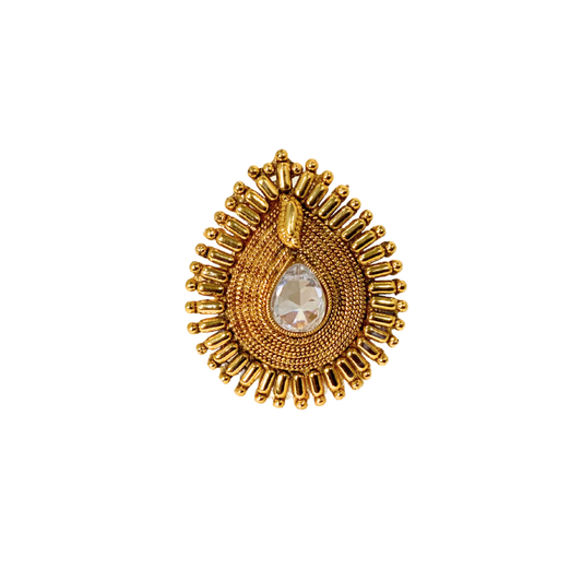 Gold plated round Ring with white stone