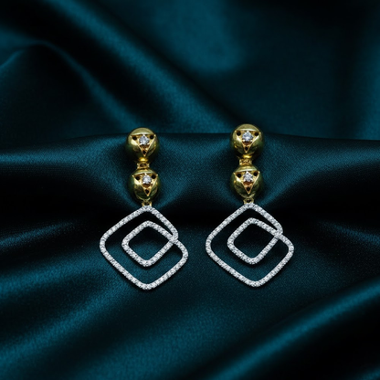 Beautiful Diamond Shape Hangings with Double Bead Studs