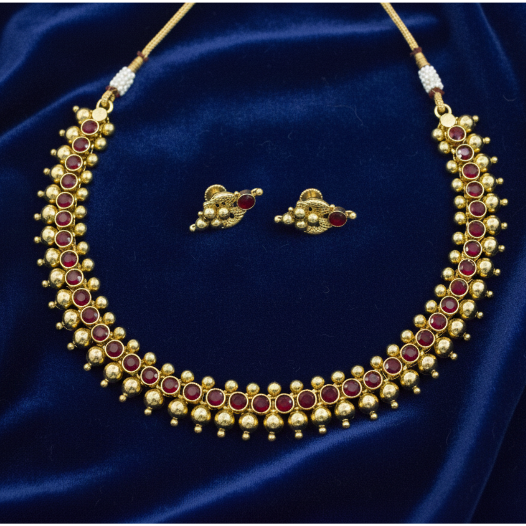 Kemp  Artificial Stone Traditional Gold Plated Necklace