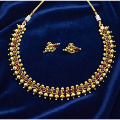 Kemp  Artificial Stone Traditional Gold Plated Necklace