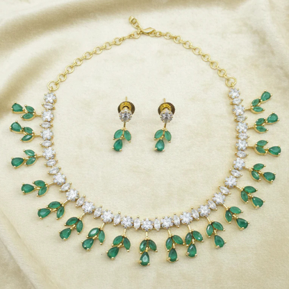 Emerald Glow Artificial Stone Necklace Set