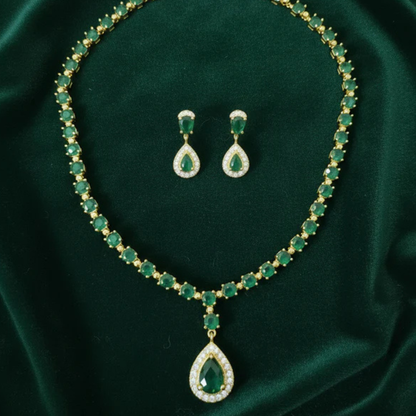 Green Glow Necklace Set – Artificial Stone Jewellery
