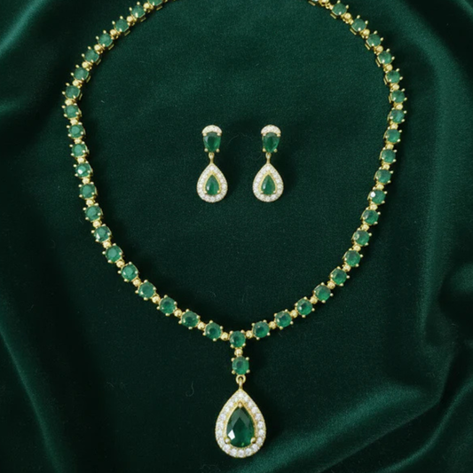 Green Glow Necklace Set – Artificial Stone Jewellery