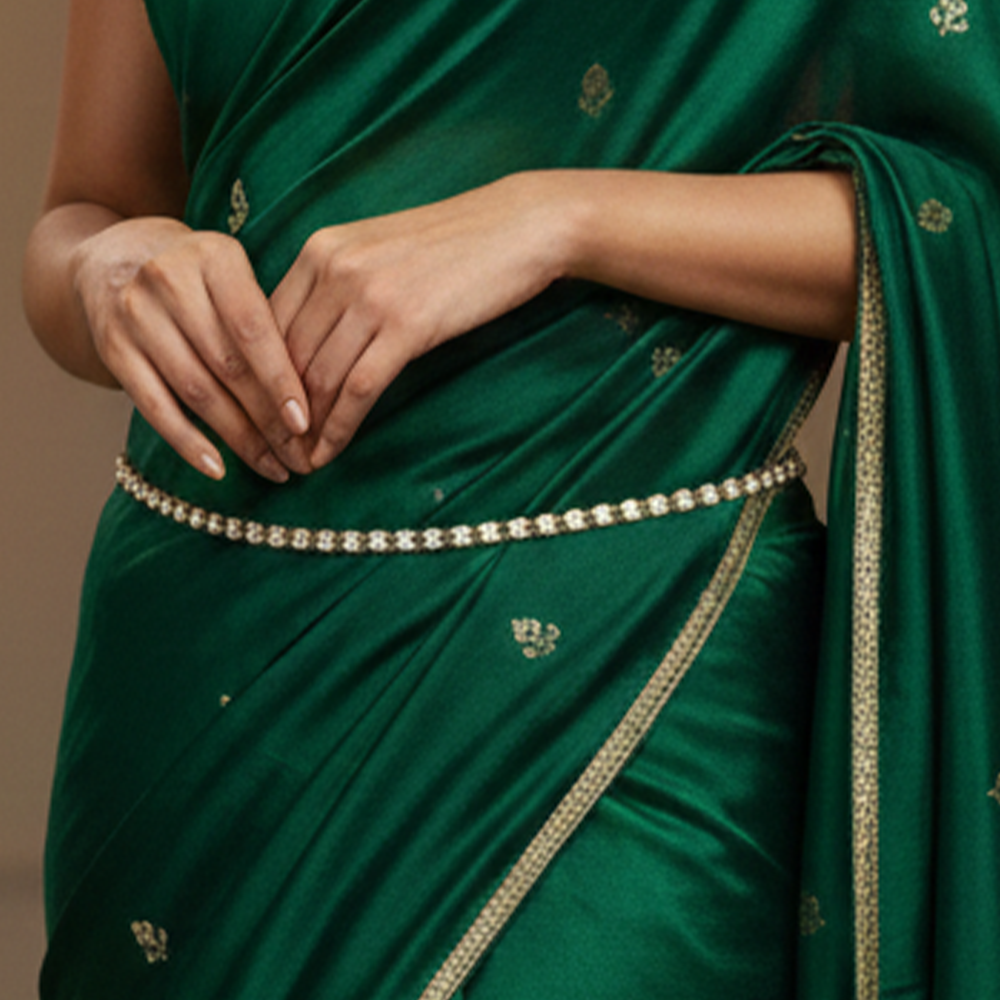 White Stones Single Line Hip Chain