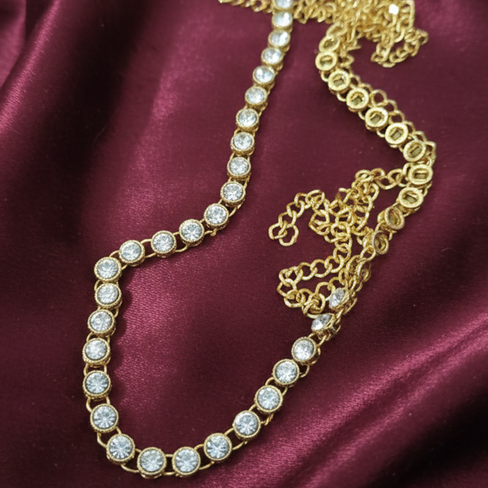 White Stones Single Line Hip Chain