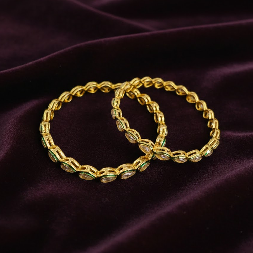 Gold Plated Kundan Stones Bangles