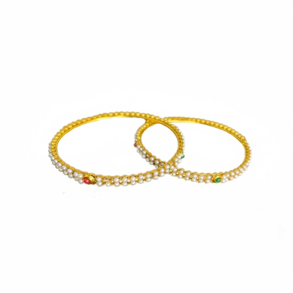 Red Stone White Pearls Bangles