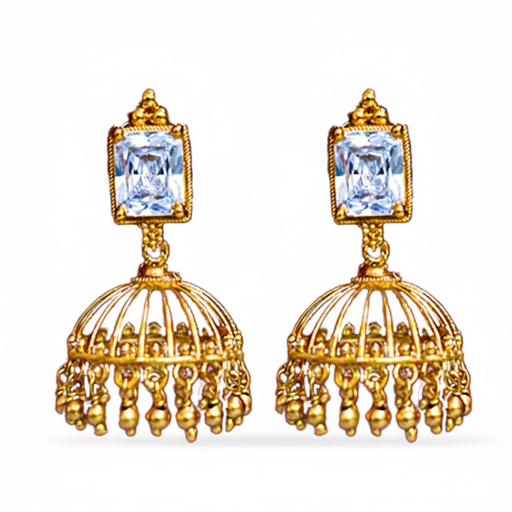 White Box Stone with Umbrella Jhumka