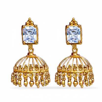 White Box Stone with Umbrella Jhumka