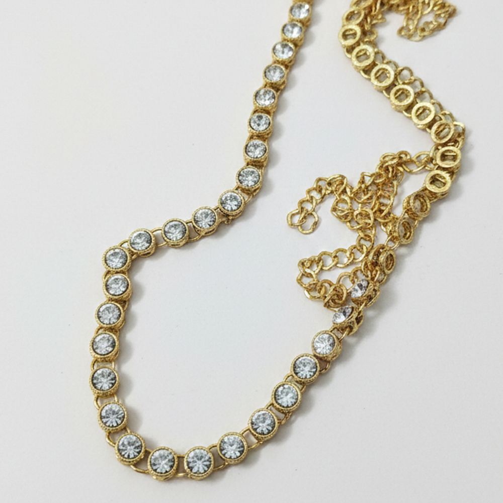 White Stones Single Line Hip Chain