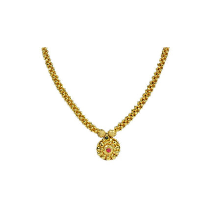 Golden Chain With Pink And Green Stone