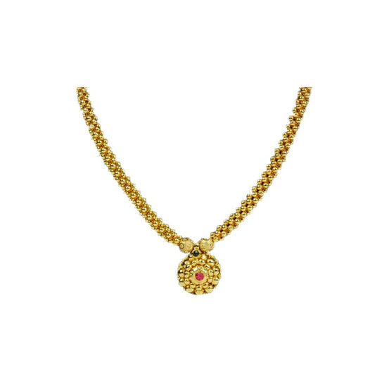 Golden Chain With Pink And Green Stone