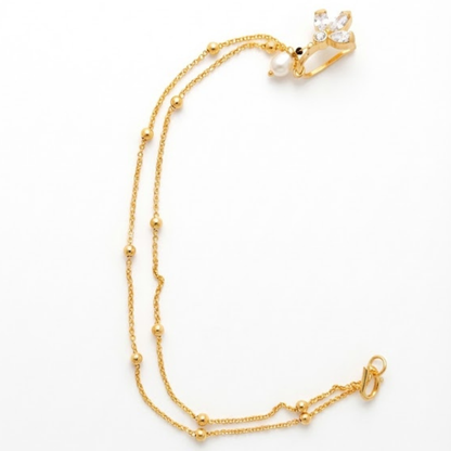 Kundan Stone Flower Double String Nosepin