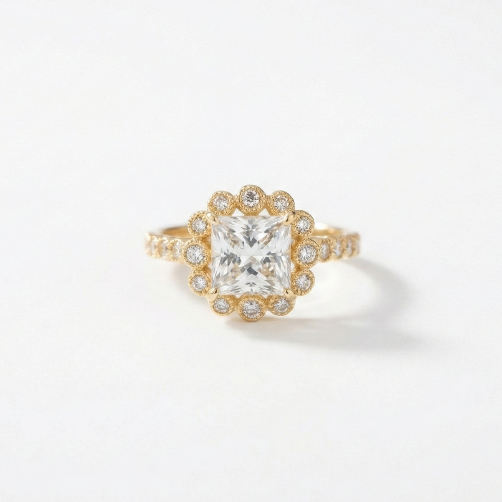 White Square Stone Finger Ring