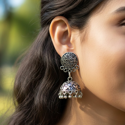 Unique Pattern Casual Wear Oxidised Jhumka