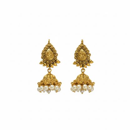 Lakshmi Stud Hanging Pearls Classic Jhumka