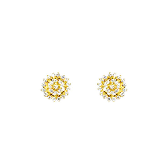 Gold plated flower white stone stud