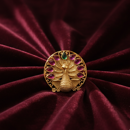Peacock Design Beautiful Red Stoner Finger Ring