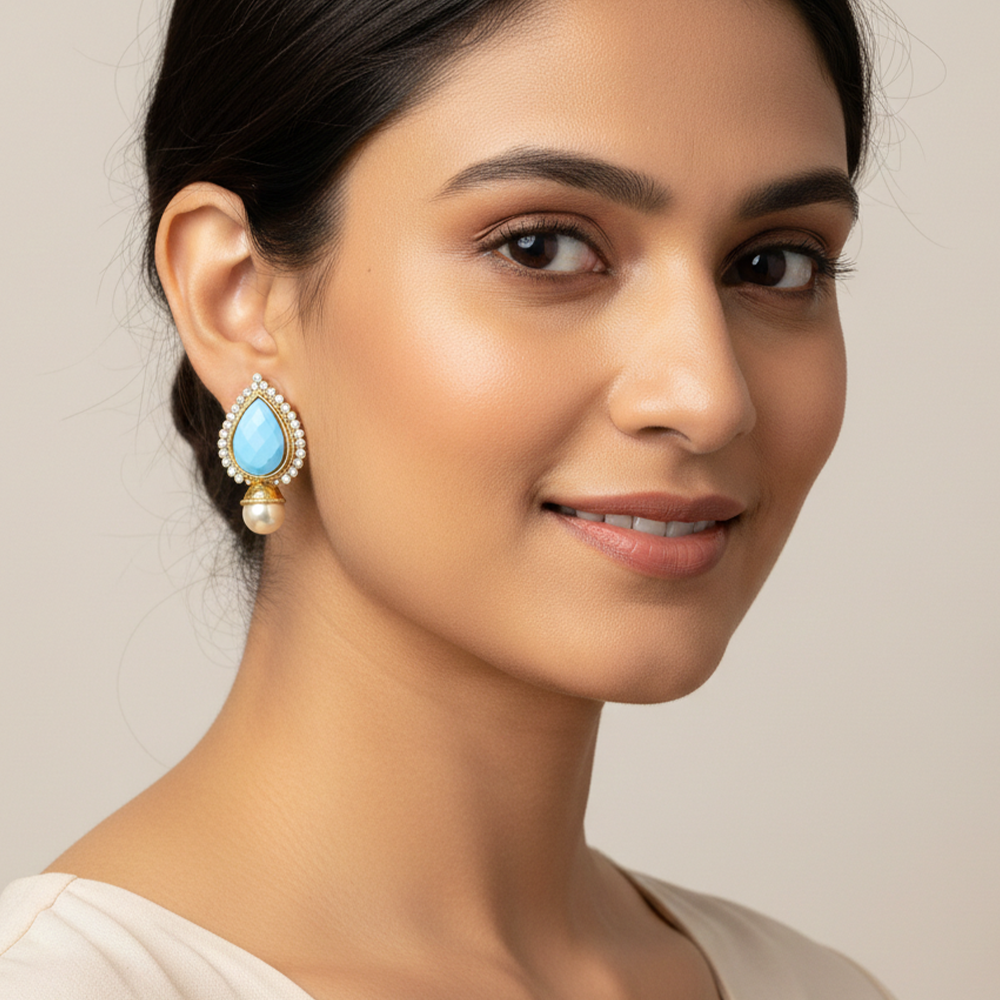 Color Big Stones with White Stones Thilak Studs
