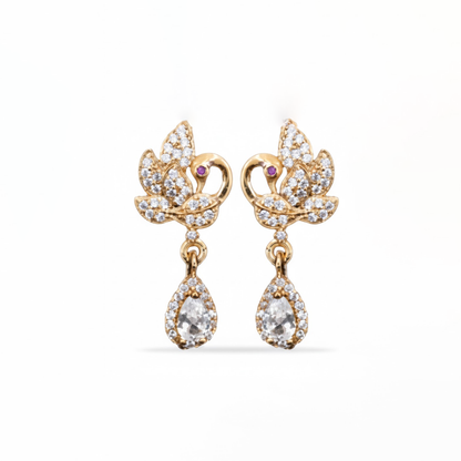 Peacock Studs with Hanging Stones