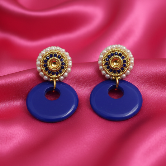 Beautiful Pearls Stud with Blue Hanging