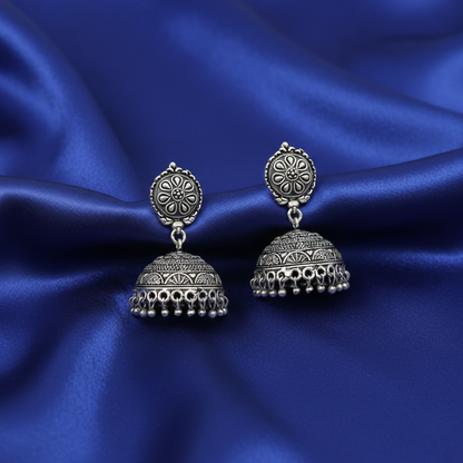 Oxidised Silver Everyday Wear Casual Jhumkas