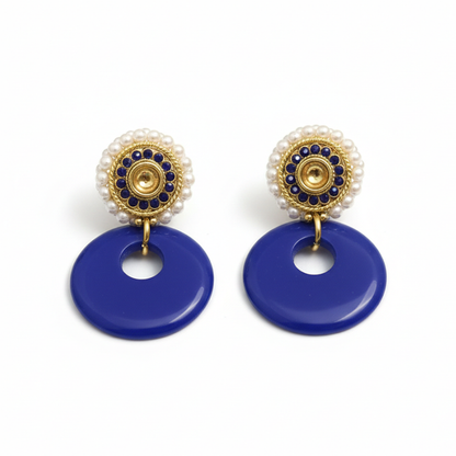 Beautiful Pearls Stud with Blue Hanging