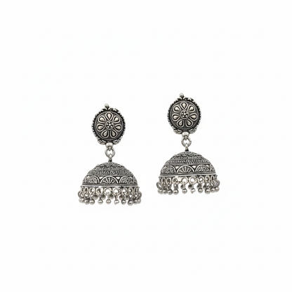 Oxidised Silver Everyday Wear Casual Jhumkas