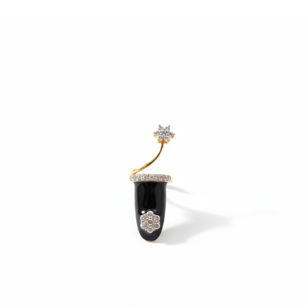 Nail-Covered Finger Ring with Zerkon Stones