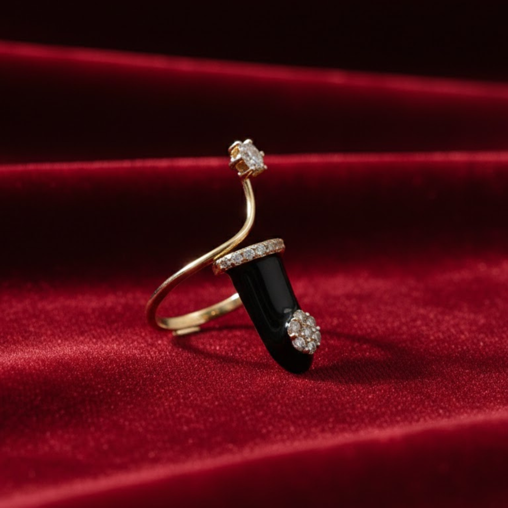 Nail-Covered Finger Ring with Zerkon Stones