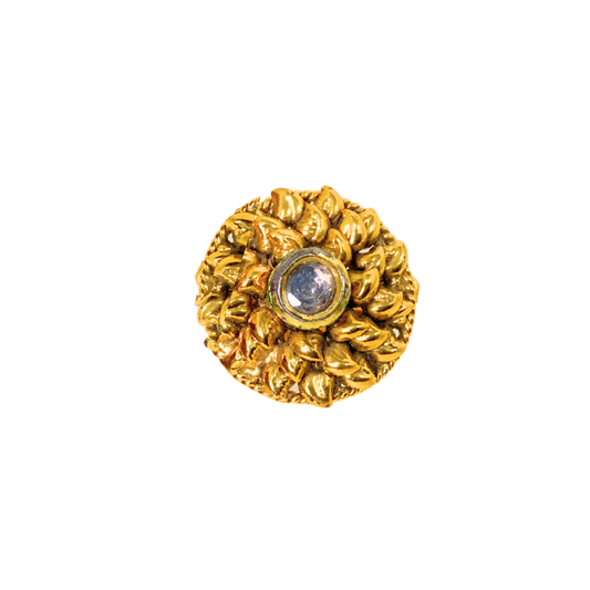 Gold Plated Small Round Ring With White Stones