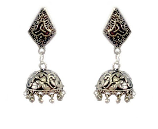 Oxidised small classic casual jhumkas