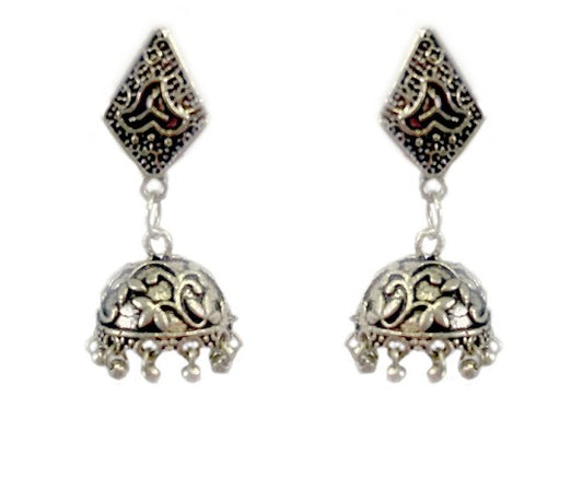 Oxidised small classic casual jhumkas