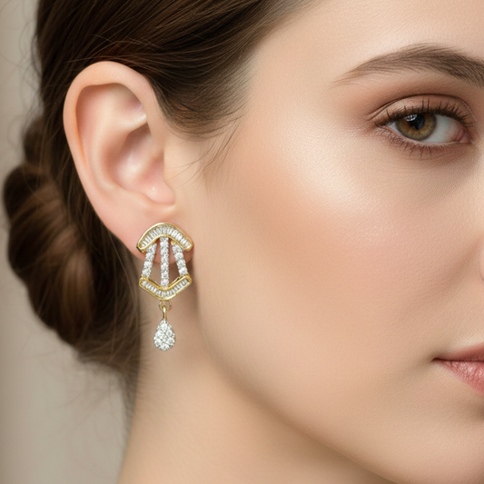 White Stones Pattern with Little Hanging Studs