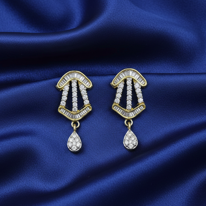 White Stones Pattern with Little Hanging Studs